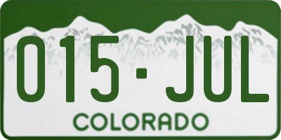 CO license plate 015JUL