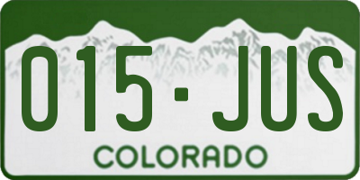 CO license plate 015JUS