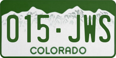 CO license plate 015JWS