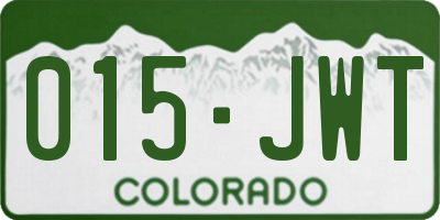 CO license plate 015JWT