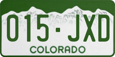 CO license plate 015JXD