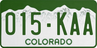 CO license plate 015KAA