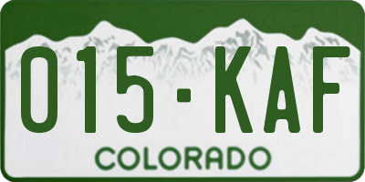 CO license plate 015KAF
