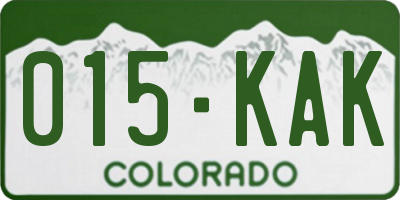 CO license plate 015KAK