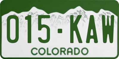 CO license plate 015KAW
