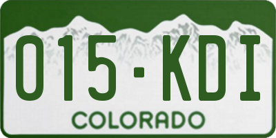 CO license plate 015KDI
