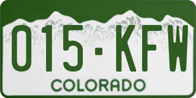 CO license plate 015KFW