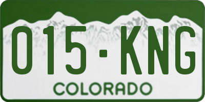 CO license plate 015KNG