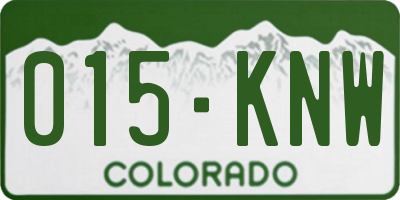 CO license plate 015KNW