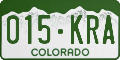 CO license plate 015KRA