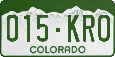 CO license plate 015KRO