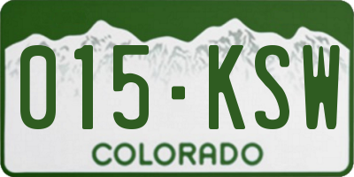 CO license plate 015KSW