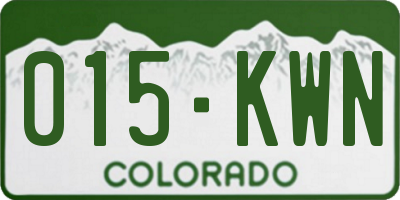 CO license plate 015KWN