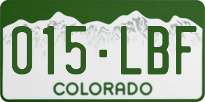 CO license plate 015LBF