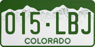 CO license plate 015LBJ