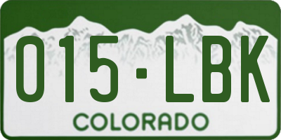 CO license plate 015LBK