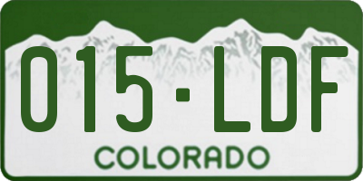 CO license plate 015LDF