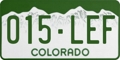 CO license plate 015LEF