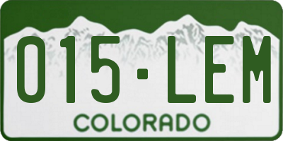 CO license plate 015LEM