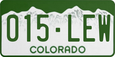 CO license plate 015LEW