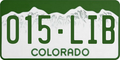 CO license plate 015LIB