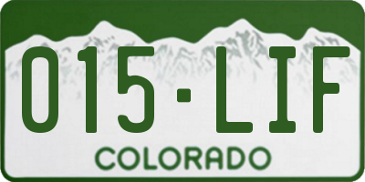 CO license plate 015LIF