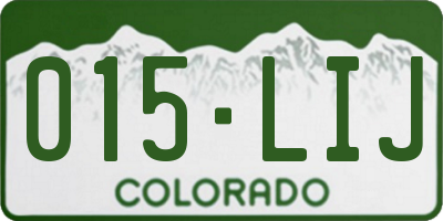 CO license plate 015LIJ