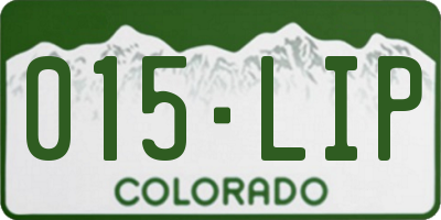 CO license plate 015LIP