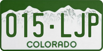 CO license plate 015LJP