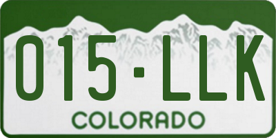 CO license plate 015LLK