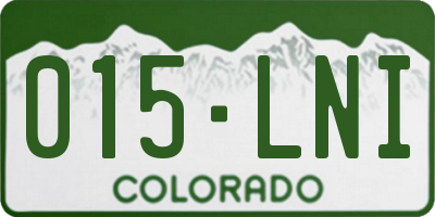 CO license plate 015LNI