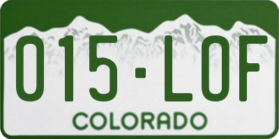 CO license plate 015LOF