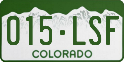 CO license plate 015LSF