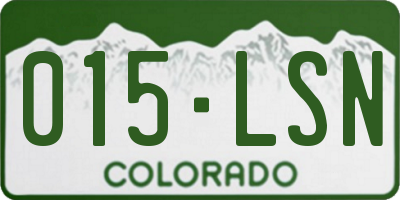 CO license plate 015LSN