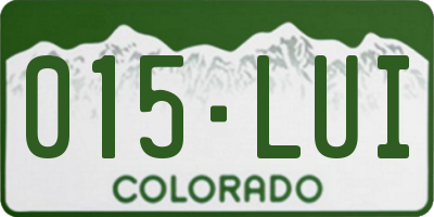 CO license plate 015LUI