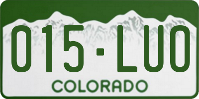 CO license plate 015LUO