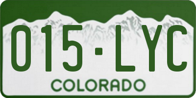 CO license plate 015LYC