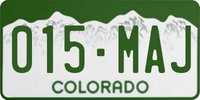 CO license plate 015MAJ