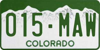CO license plate 015MAW