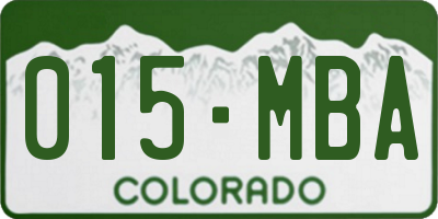 CO license plate 015MBA