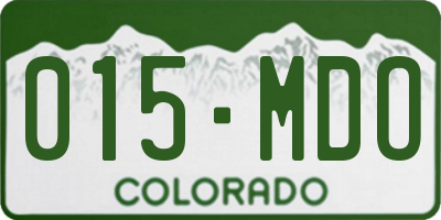CO license plate 015MDO
