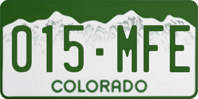 CO license plate 015MFE