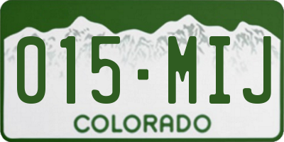 CO license plate 015MIJ