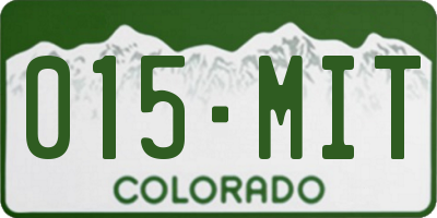 CO license plate 015MIT