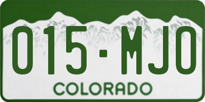 CO license plate 015MJO