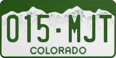 CO license plate 015MJT