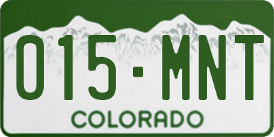 CO license plate 015MNT