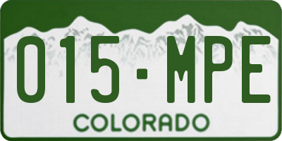 CO license plate 015MPE