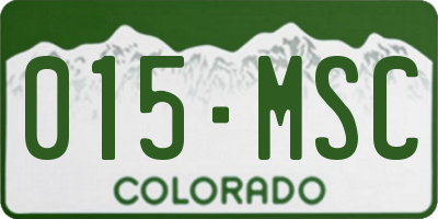 CO license plate 015MSC