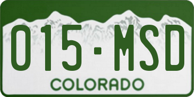 CO license plate 015MSD